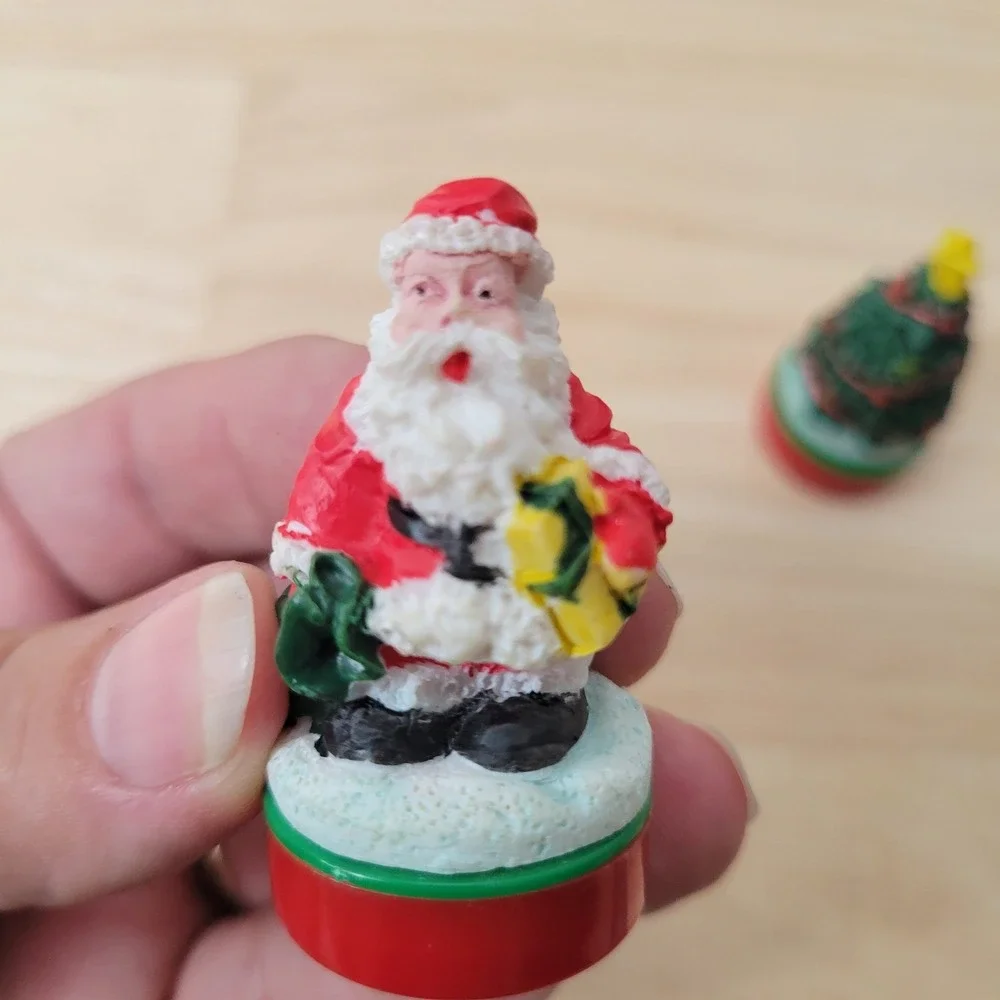 Mystic Industries Christmas Figurines Santa Claus &Tree Miniatures Holiday Decor